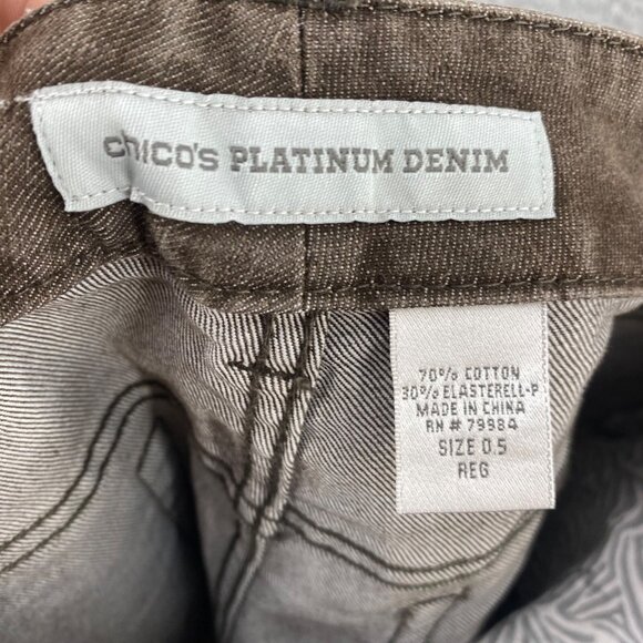 Chicos Jeans Womens 0.5 US 6 Brown Platinum Denim Ultimate Fit Slim Leg Stretch - Picture 9 of 11